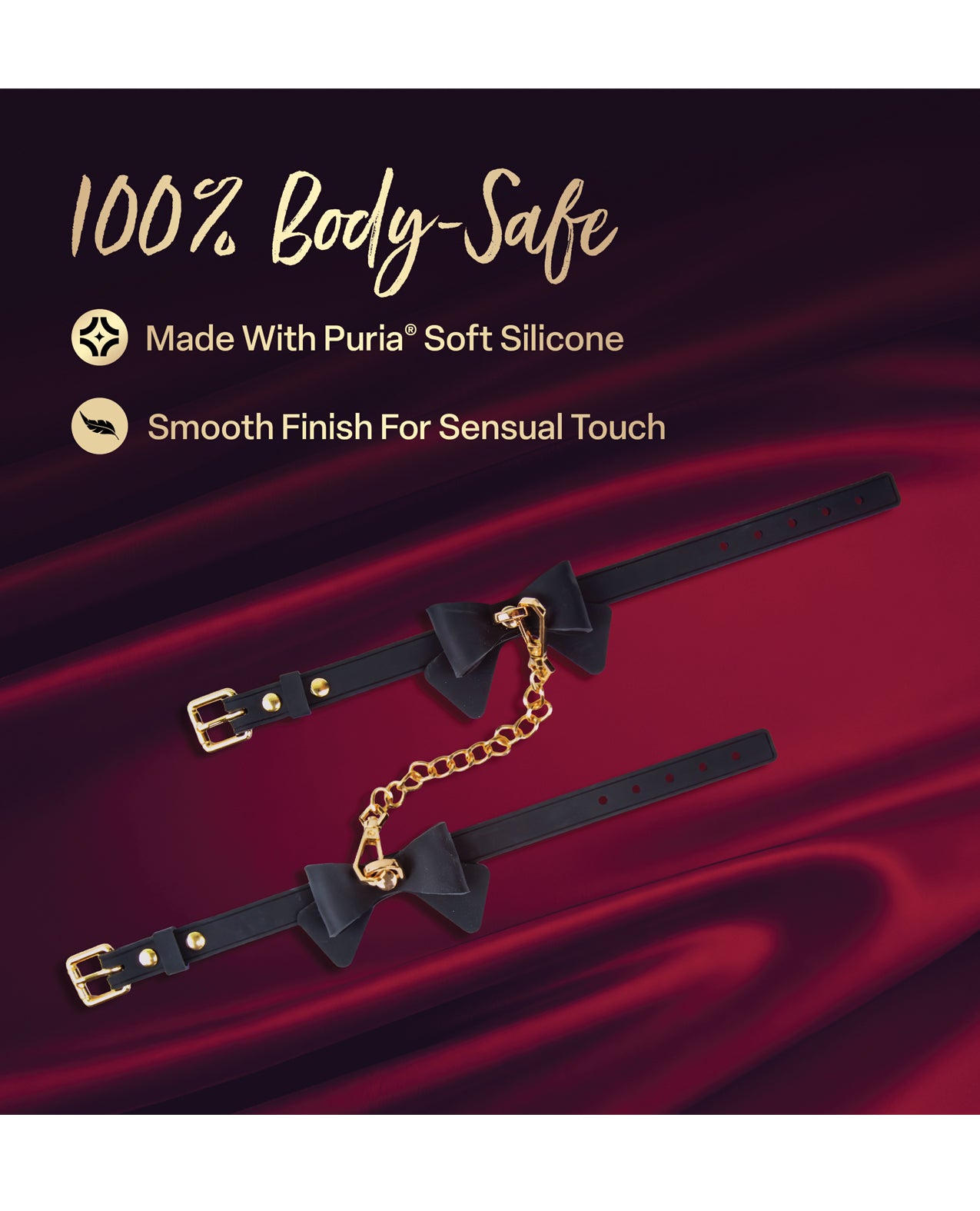 Blush Temptasia Ardor Wrist & Ankle Restraints w/Bow - Black