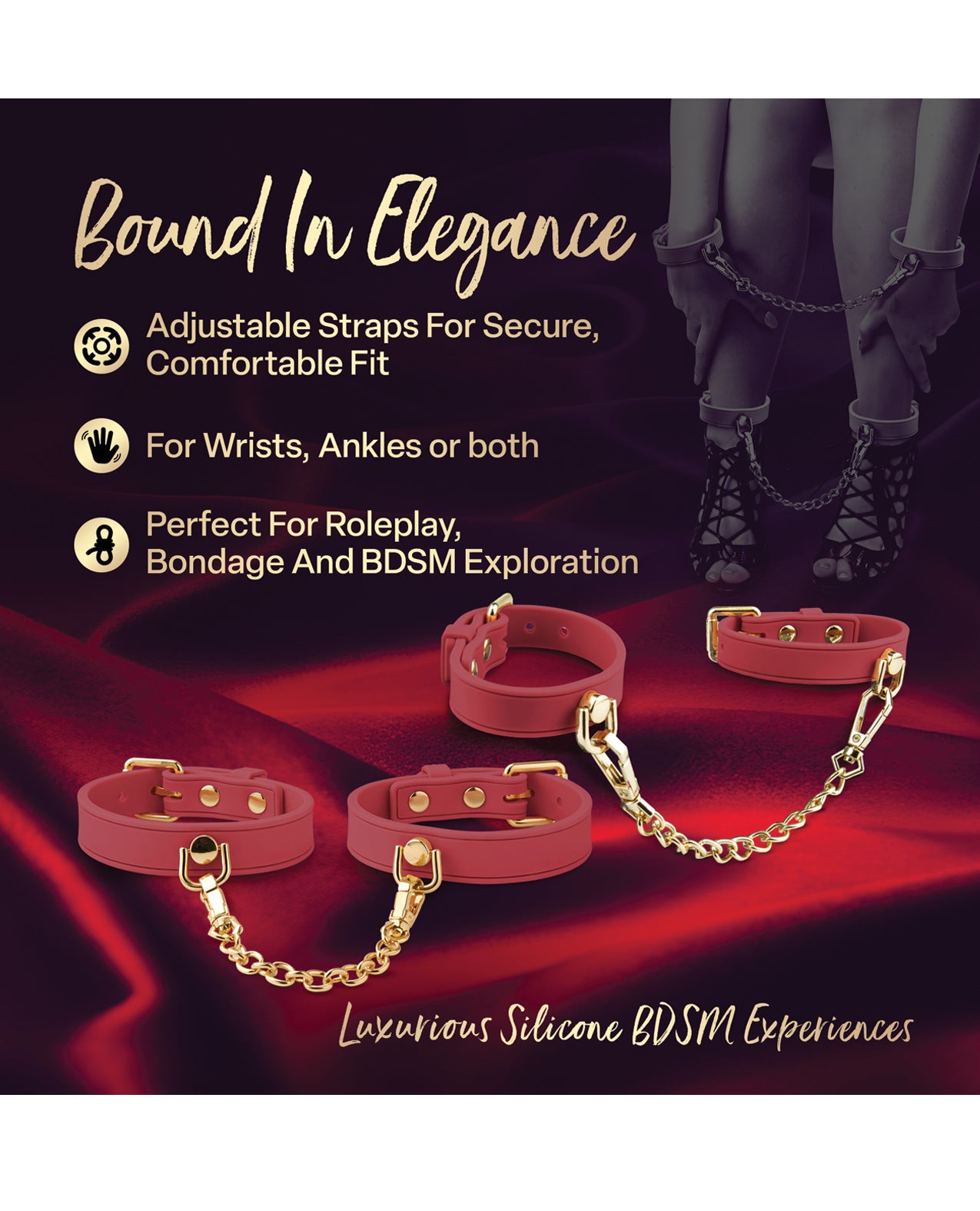 Blush Temptasia Ardor Wrist & Ankle Restraints - Red