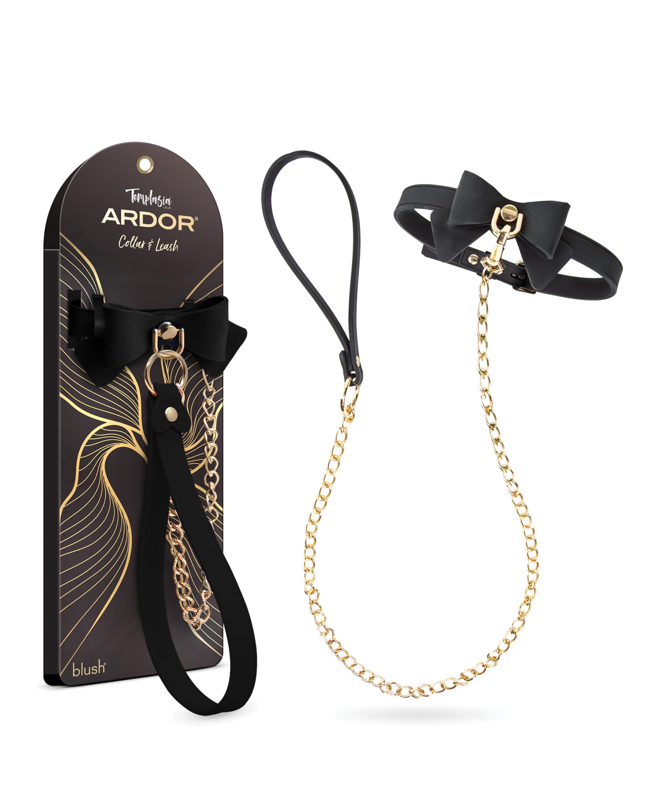 Blush Temptasia Ardor Collar & Leash w/Bow - Black