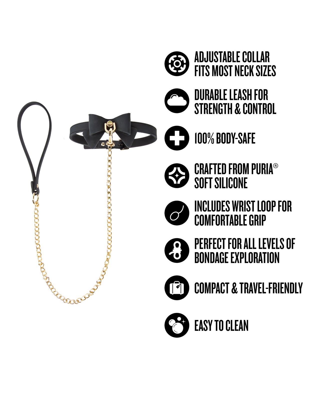 Blush Temptasia Ardor Collar & Leash w/Bow - Black