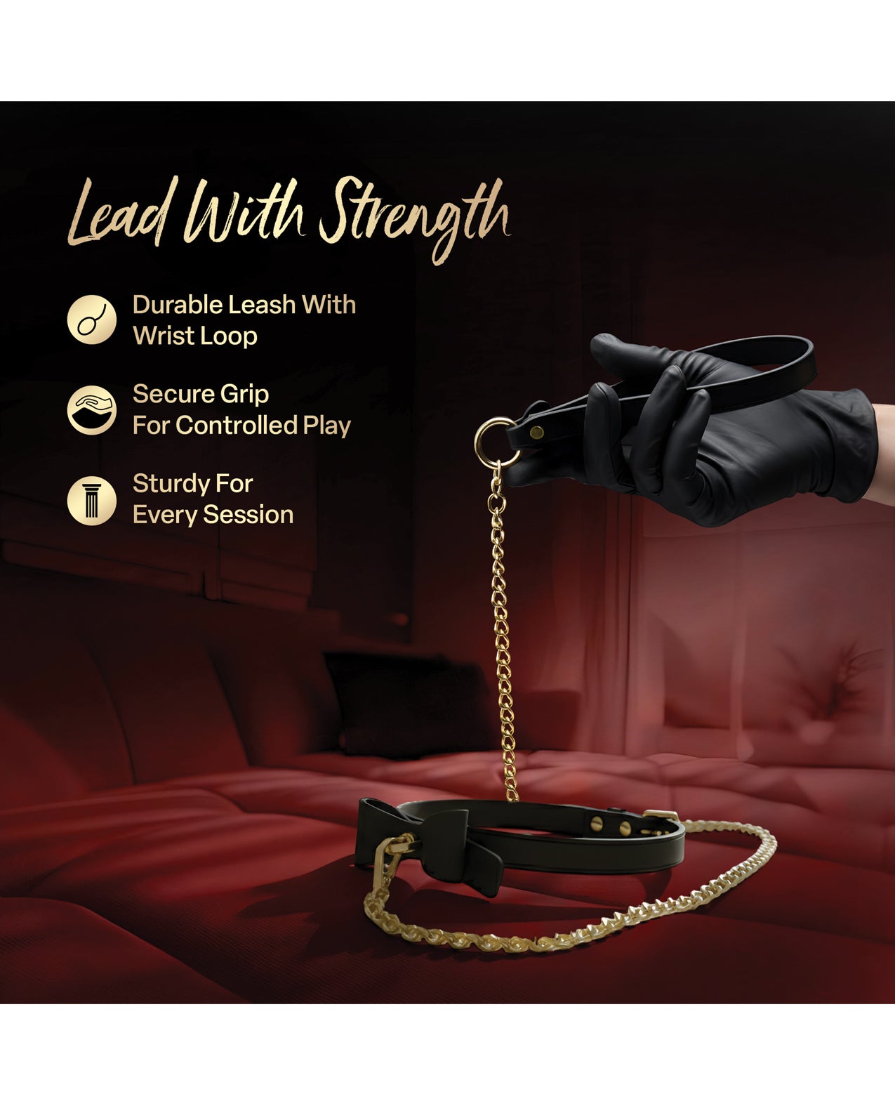 Blush Temptasia Ardor Collar & Leash w/Bow - Black