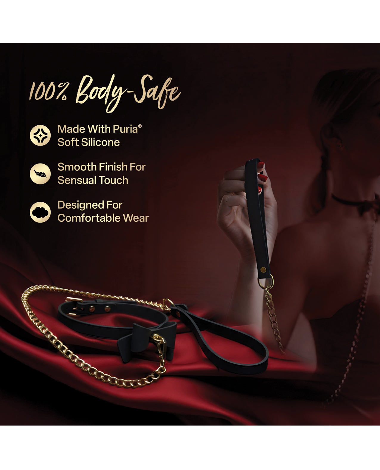 Blush Temptasia Ardor Collar & Leash w/Bow - Black