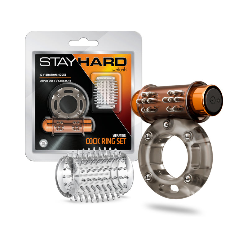 Stay Hard Vibrating Cock Ring Set with Sleeve 3