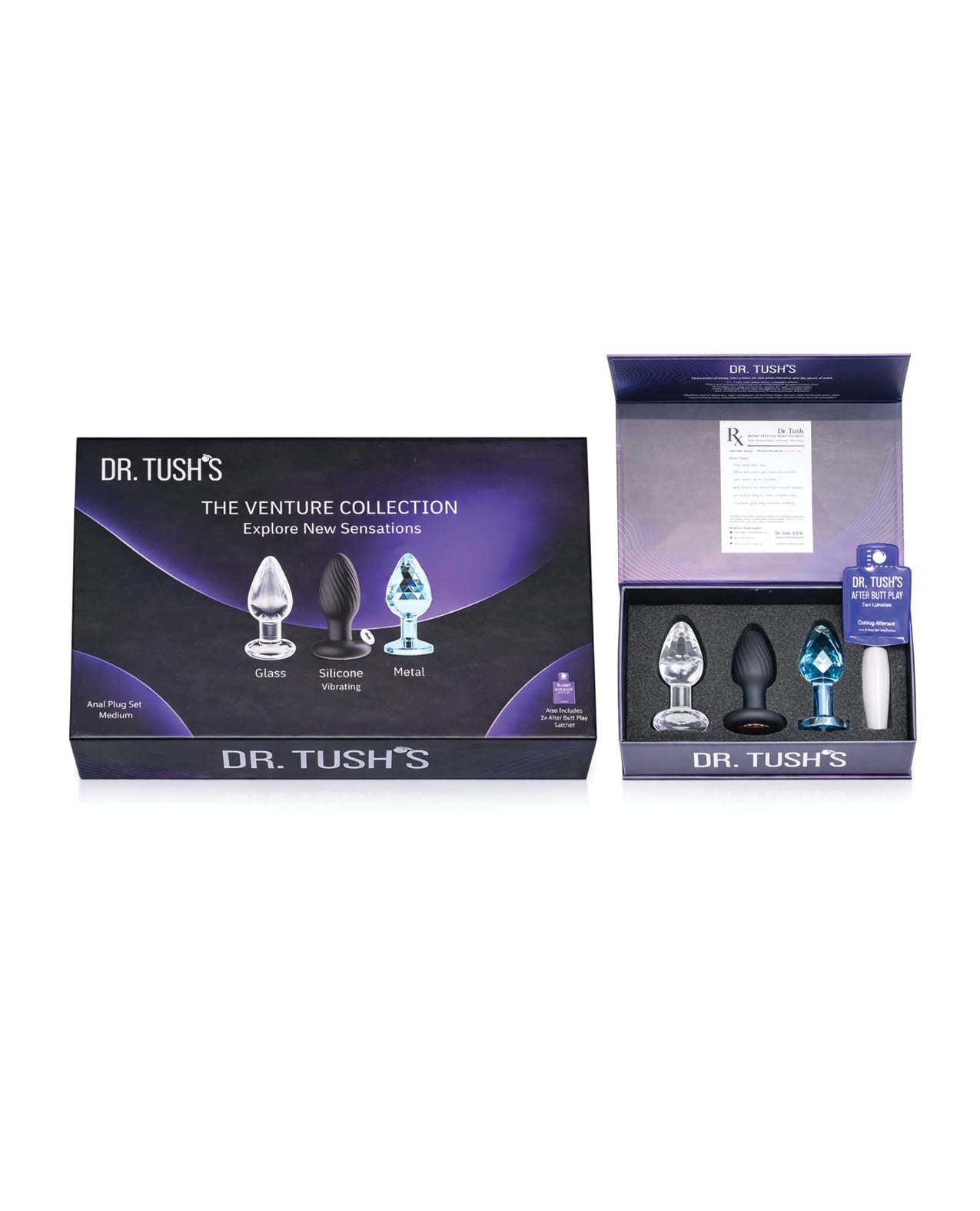 Dr. Tush's Venture Collection Anal Plug Set Small - Glass, Metal, Silicone