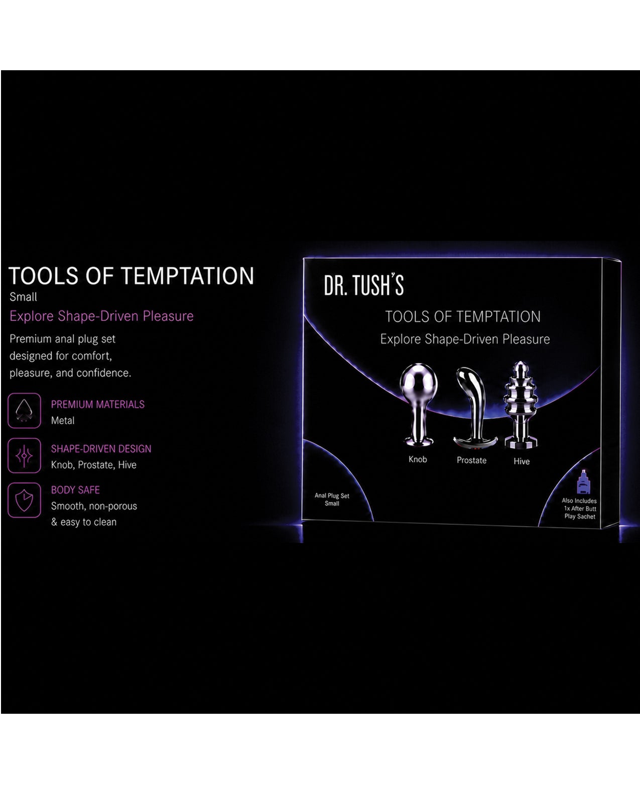 Dr. Tush's Tools of Temptation Small Anal Plug Set - Metal