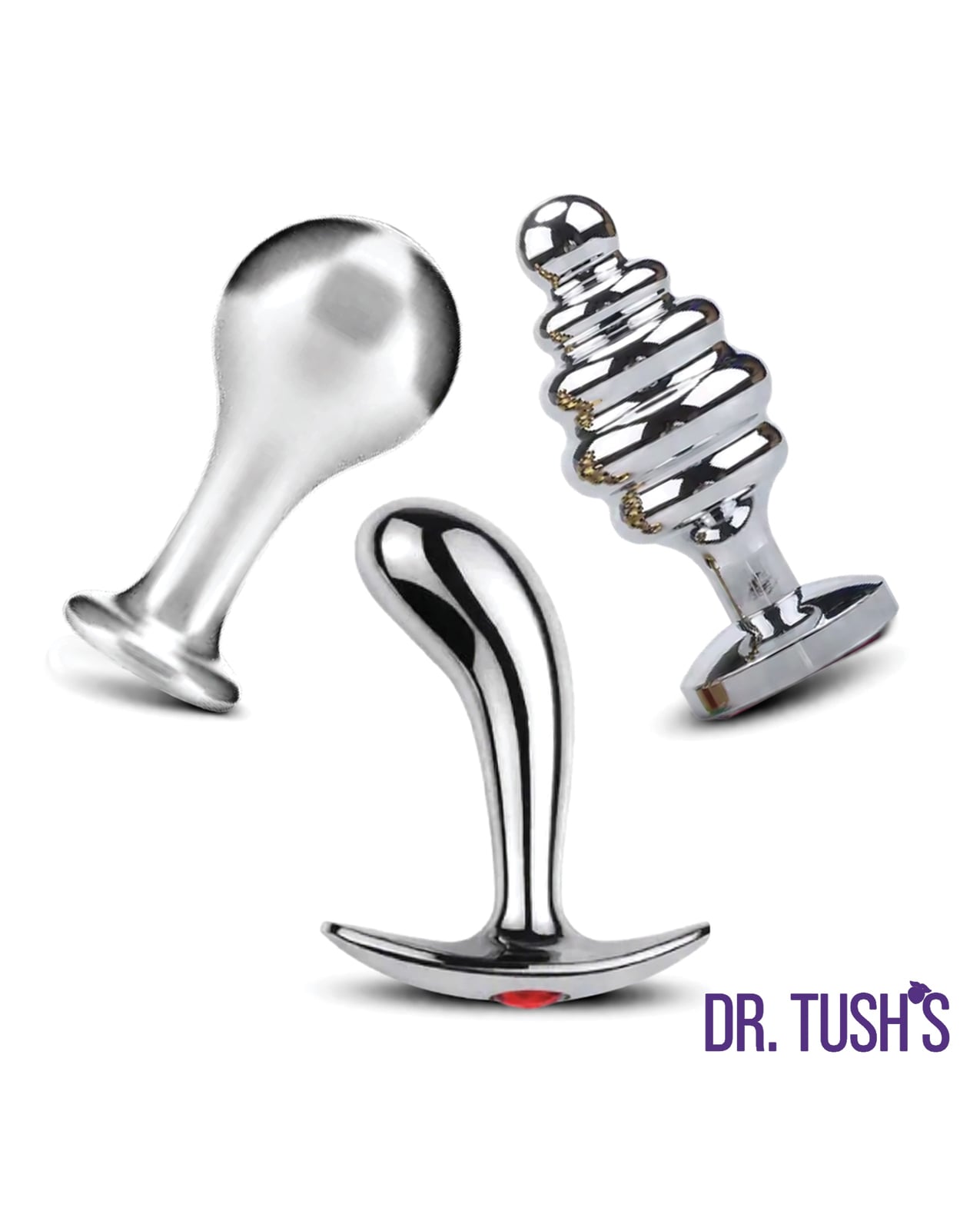 Dr. Tush's Tools of Temptation Medium Anal Plug Set - Metal