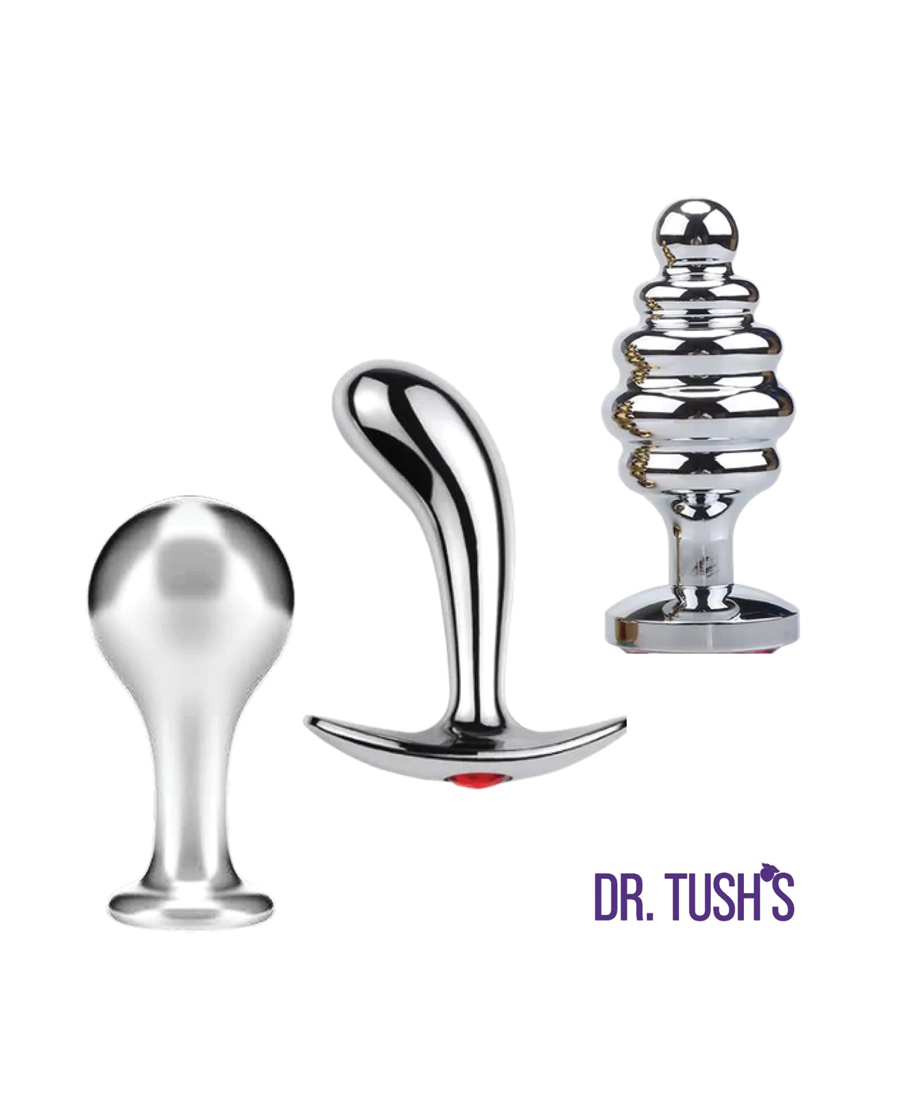 Dr. Tush's Tools of Temptation Medium Anal Plug Set - Metal