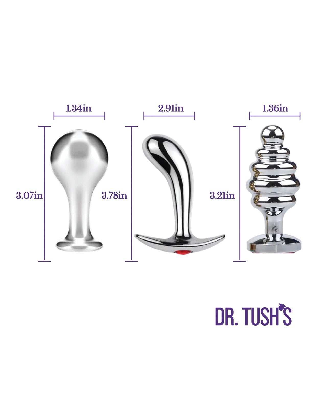 Dr. Tush's Tools of Temptation Medium Anal Plug Set - Metal