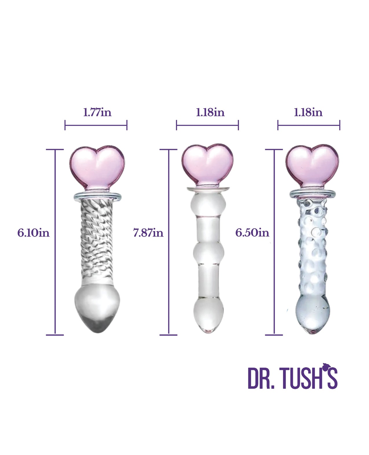 Dr. Tush's Hearts of Pleasure Collection Anal Plug Set - Glass