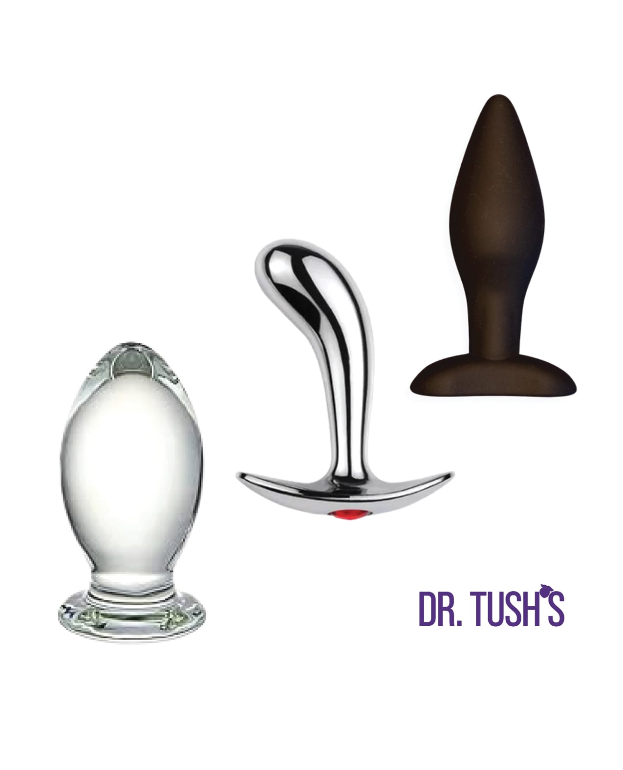 Dr. Tush's Depths of Pleasure Collection Anal Plug Set - Glass, Metal, Silicone