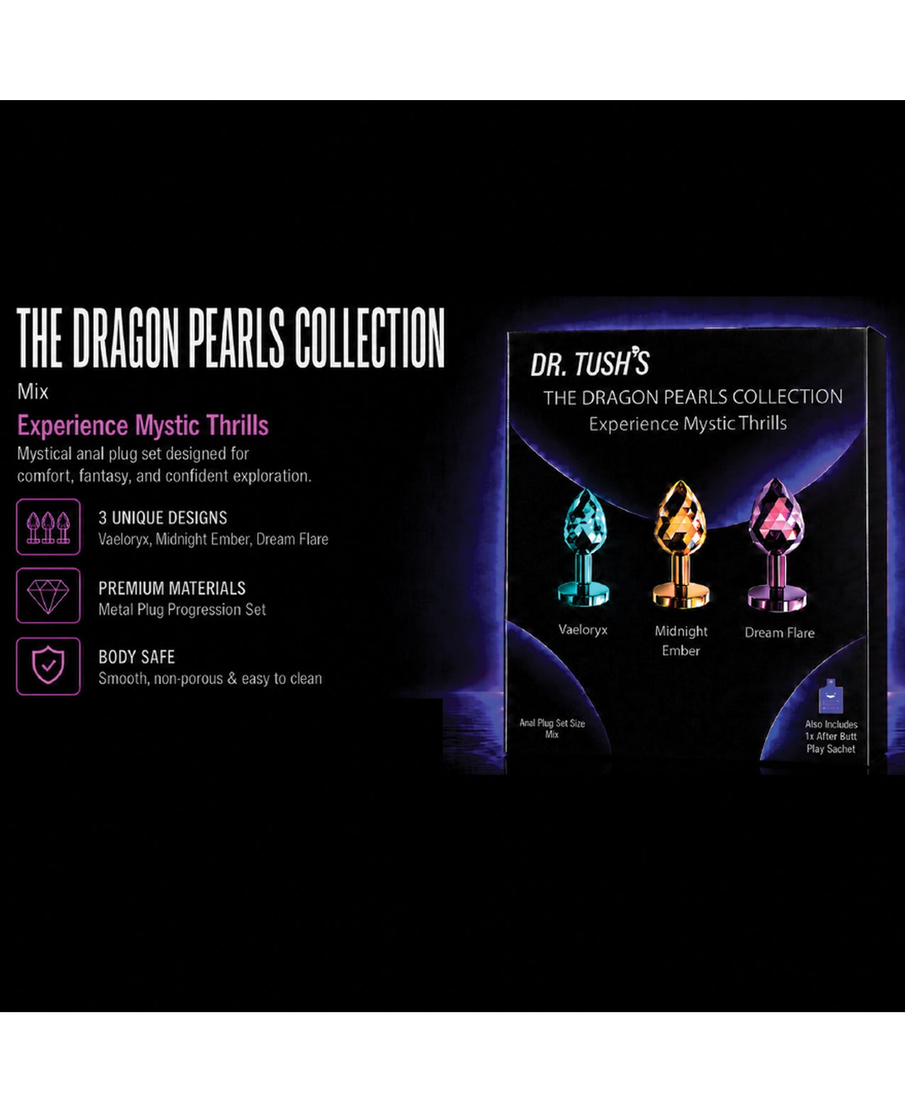 Dr. Tush's Dragon Pearls Collection Anal Plug Set - Metal