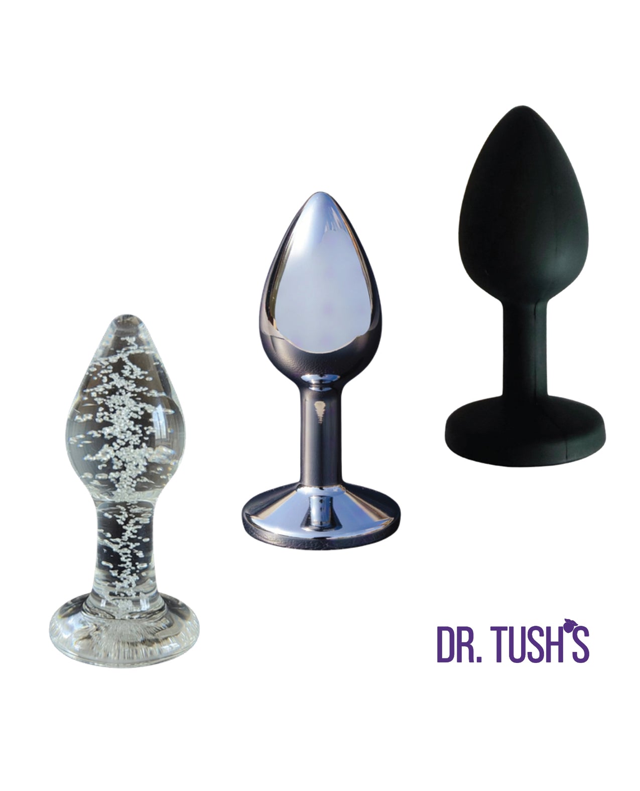 Dr. Tush's First Step Collection Anal Plug Set - Glass, Metal, Silicone