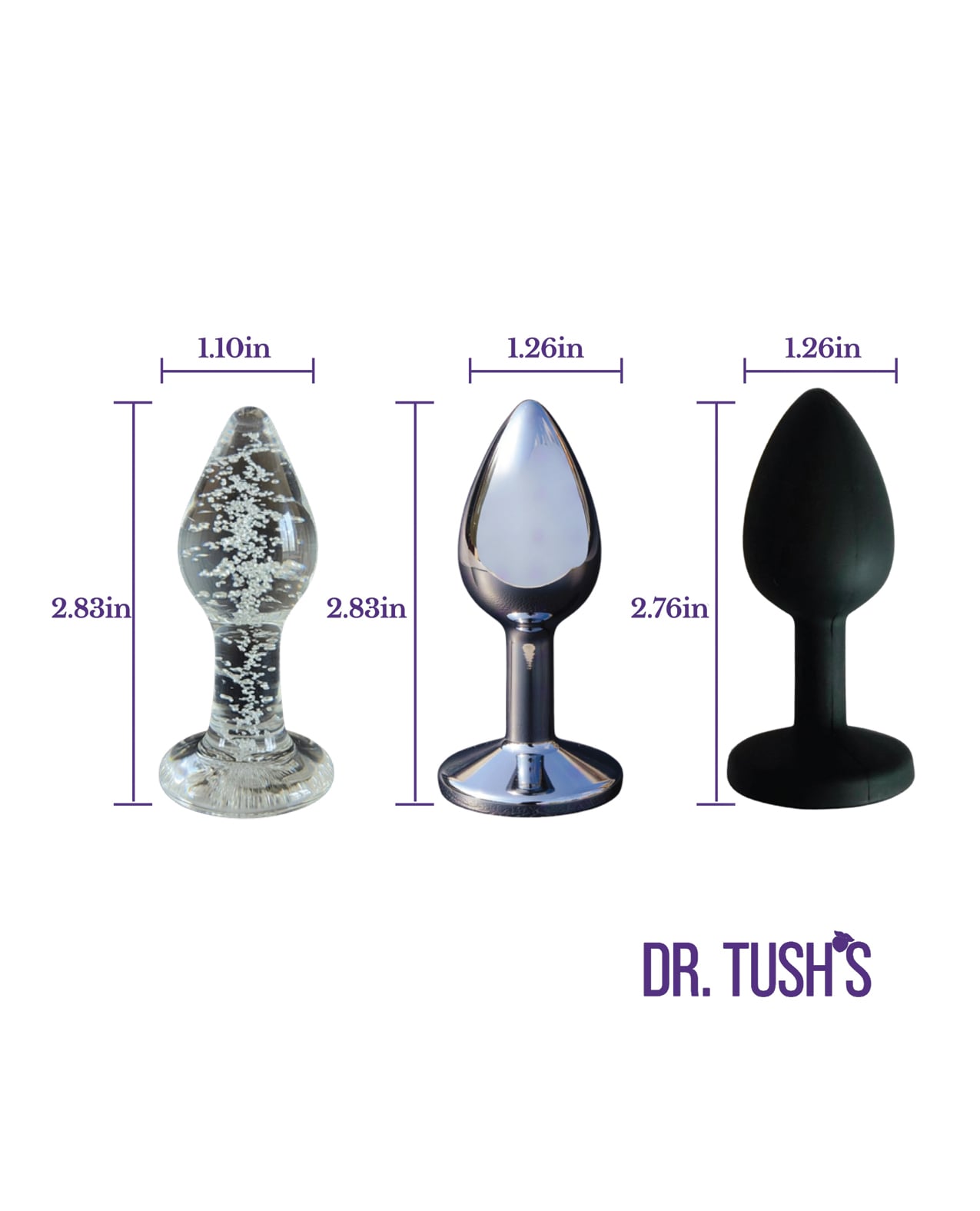 Dr. Tush's First Step Collection Anal Plug Set - Glass, Metal, Silicone