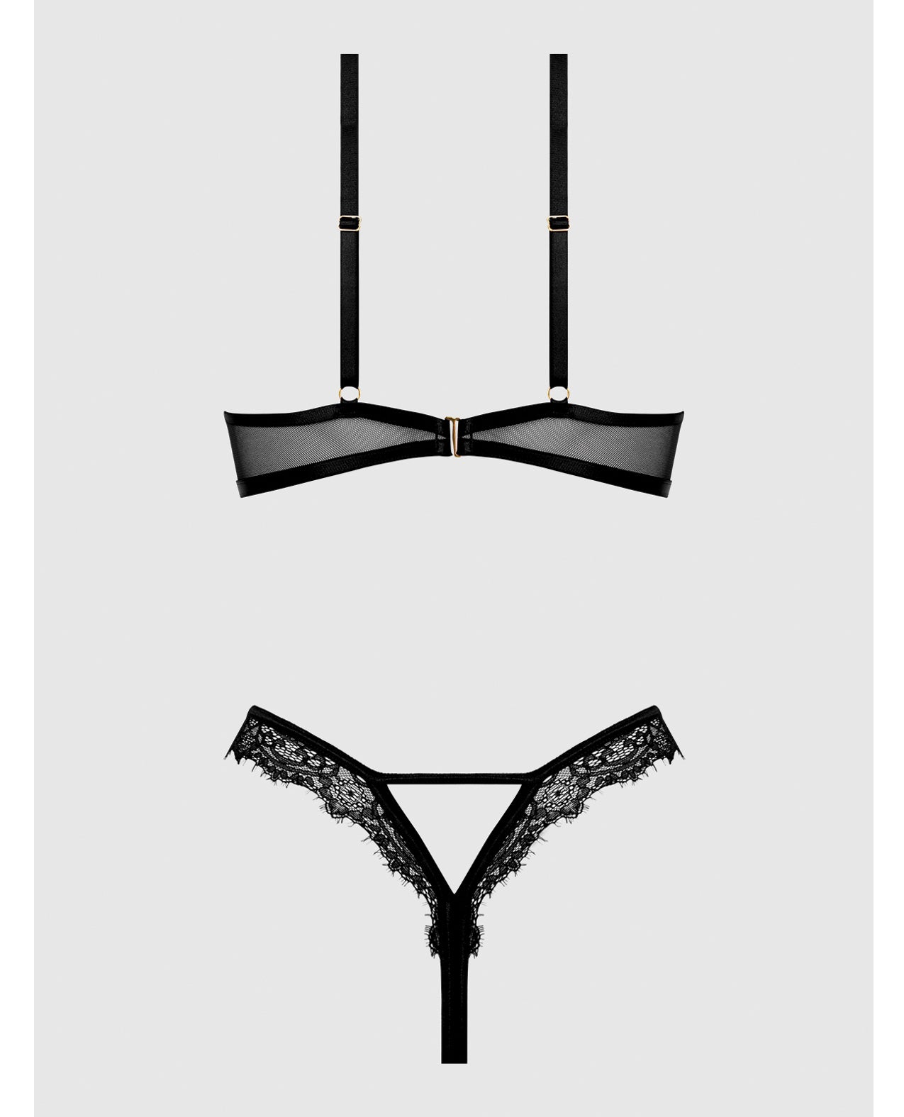Nadia Lace & Mesh Cutout Teddy - Black 1X/2X