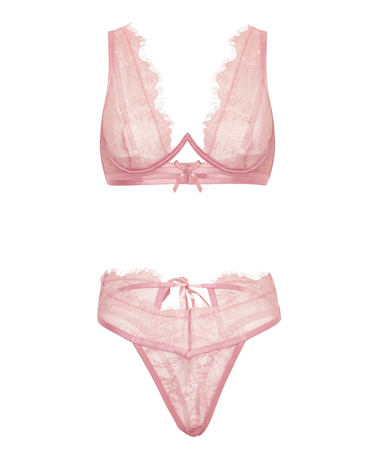 Beatriz Lace 2 pc Set w/Open Back - Pink MD