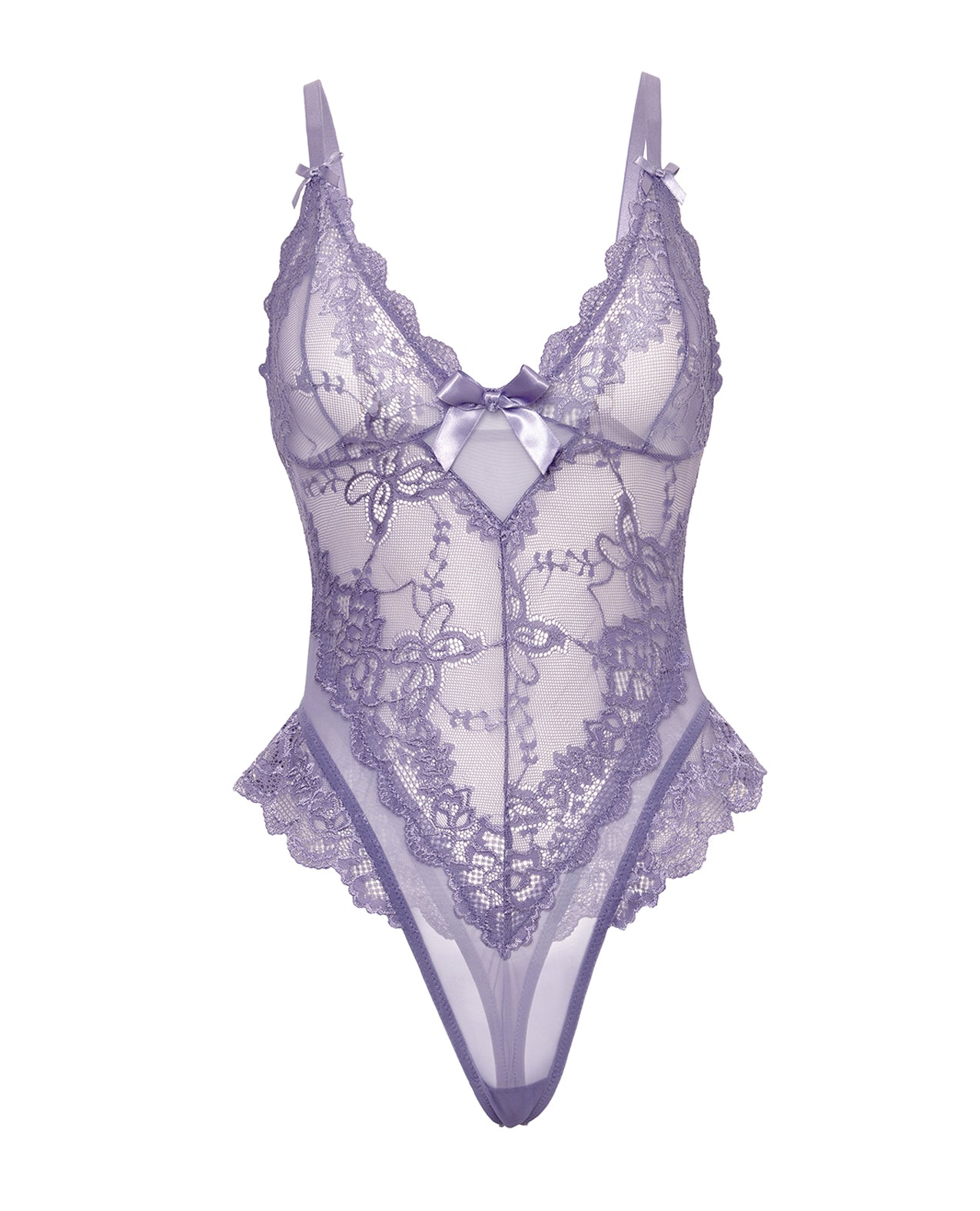 Valentine Lace Teddy w/Bow Details - Purple SM