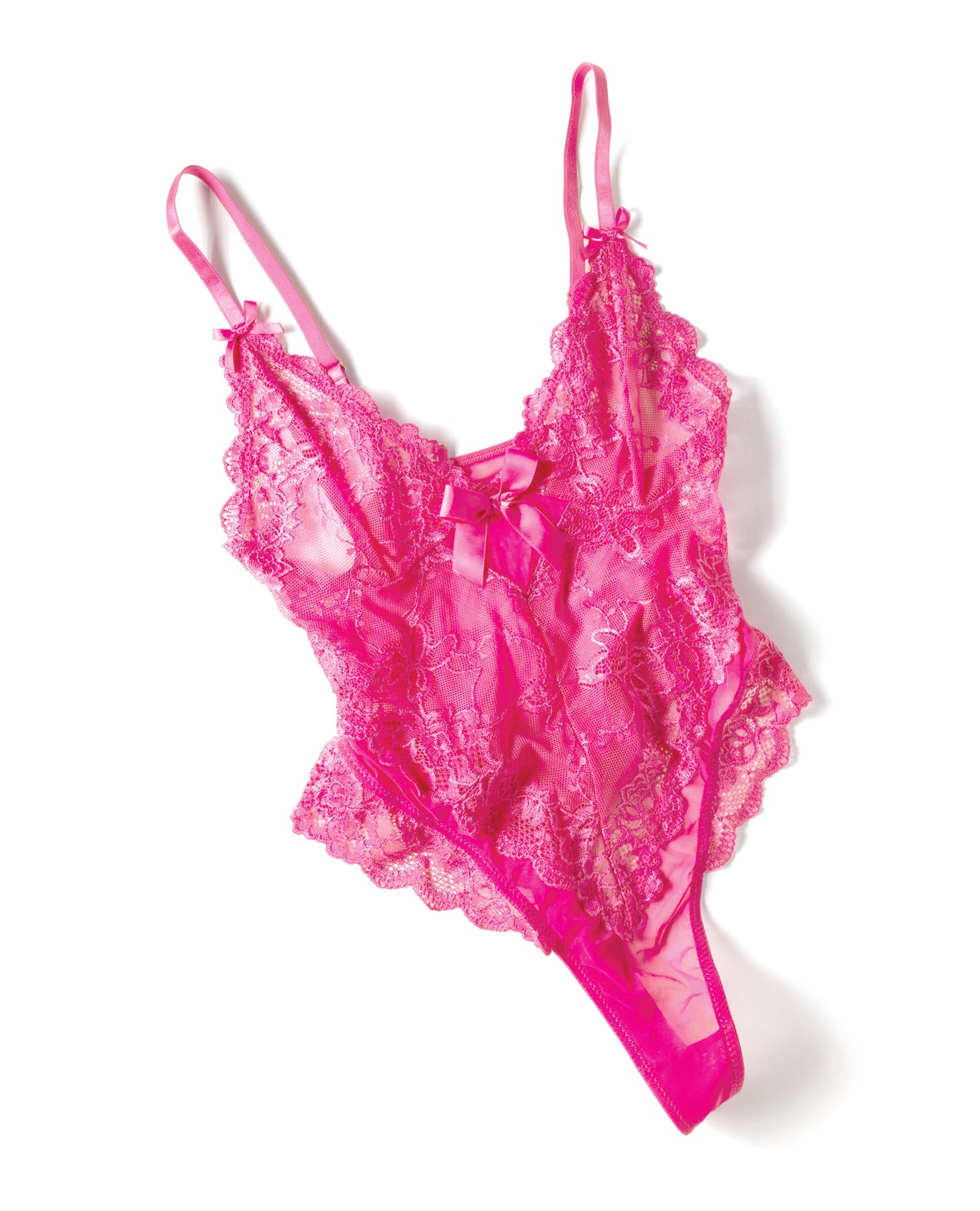 Valentine Lace Teddy w/Bow Details - Rose XL
