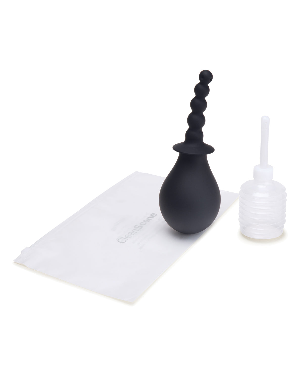 CleanScene 4 pc Soft Squeeze Beaded Anal Douche Set w/Flared Base