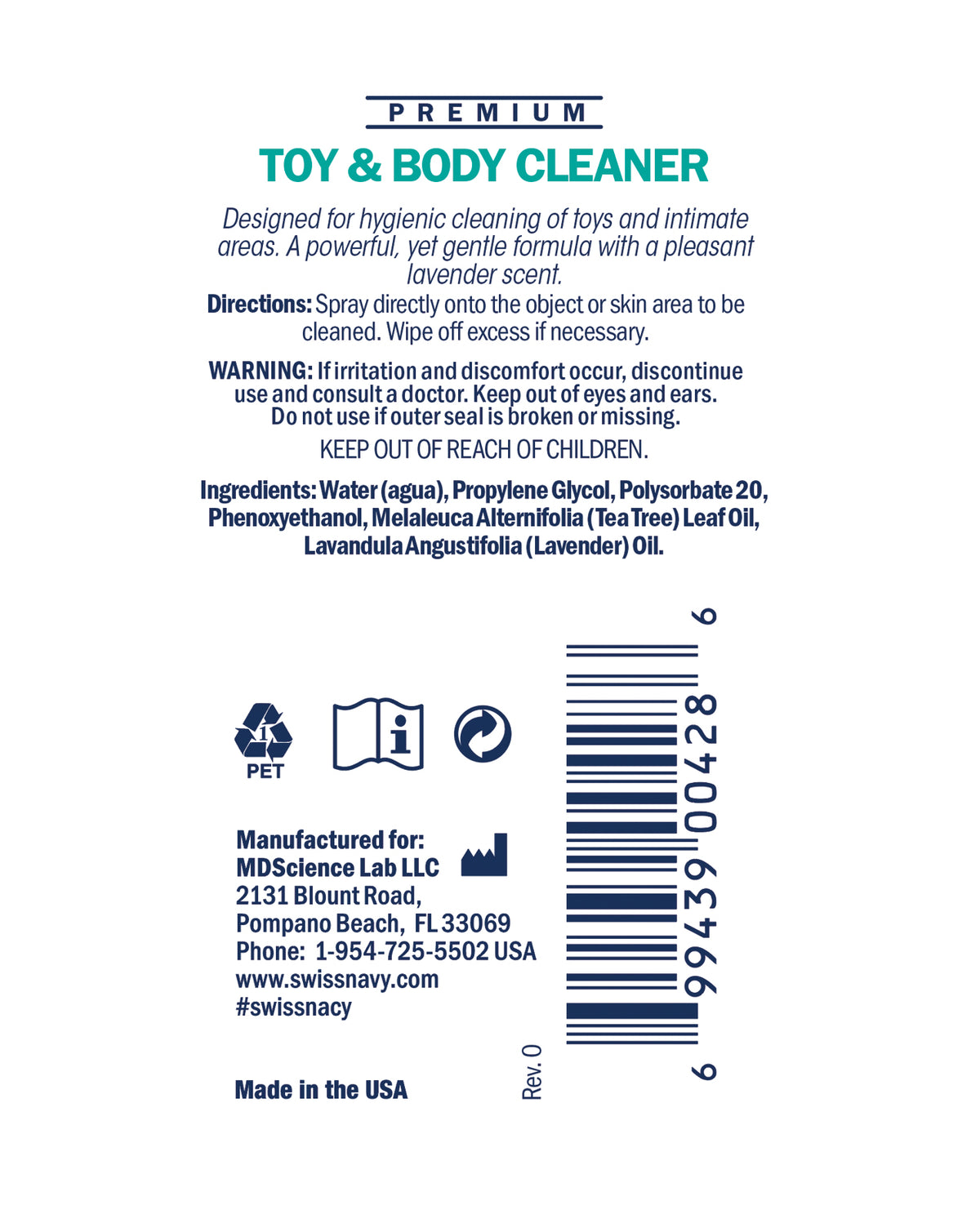 Swiss Navy Toy & Body Cleaner - 1 oz