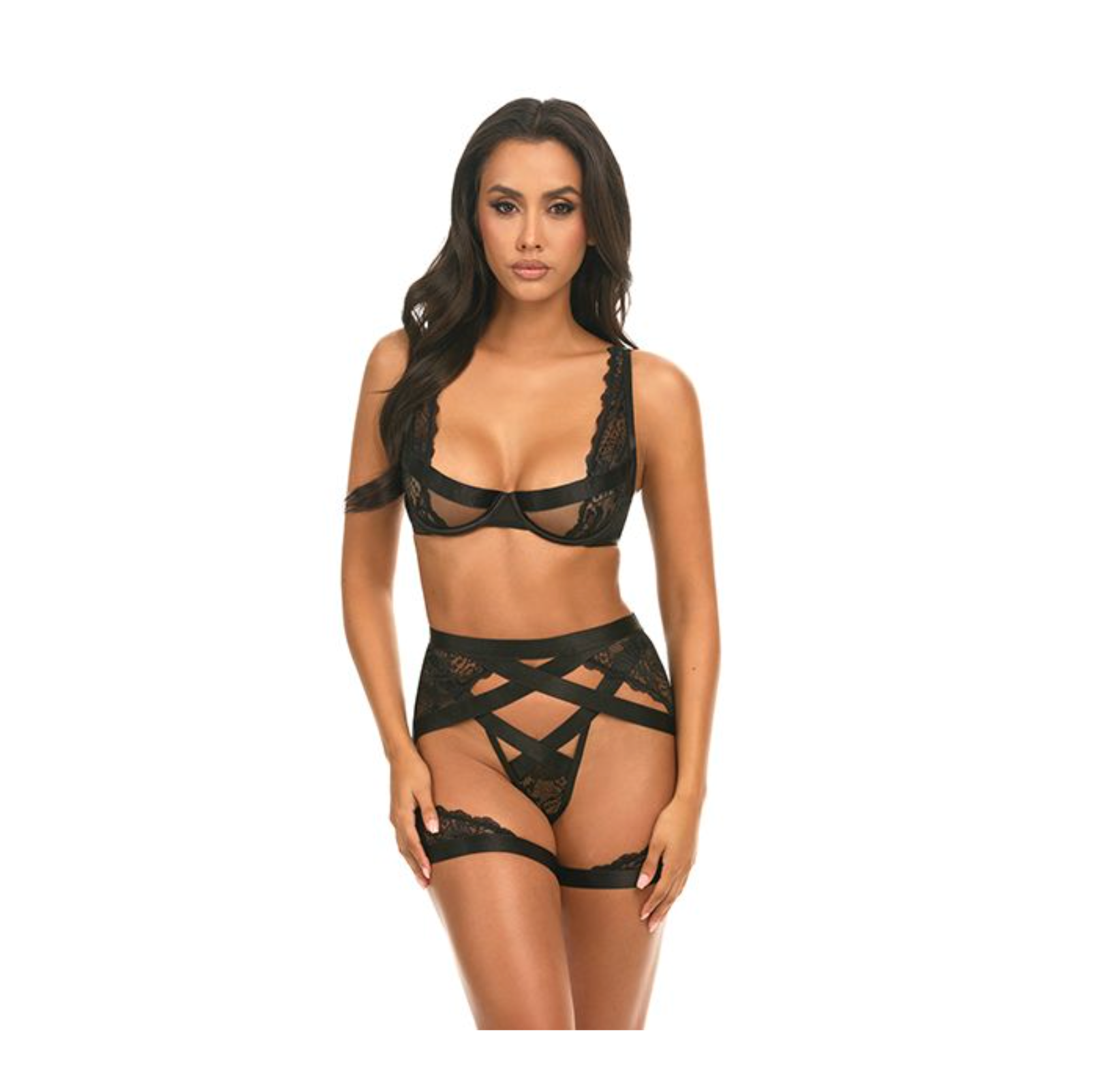 Mesh & Lace Underwire 3 pc Set