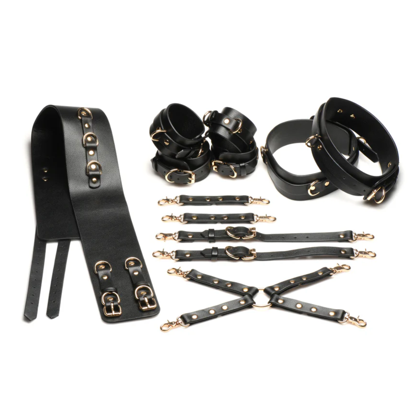 Tied Temptress Thigh Harness & Hogtie Connector Set – Black Vegan Leather