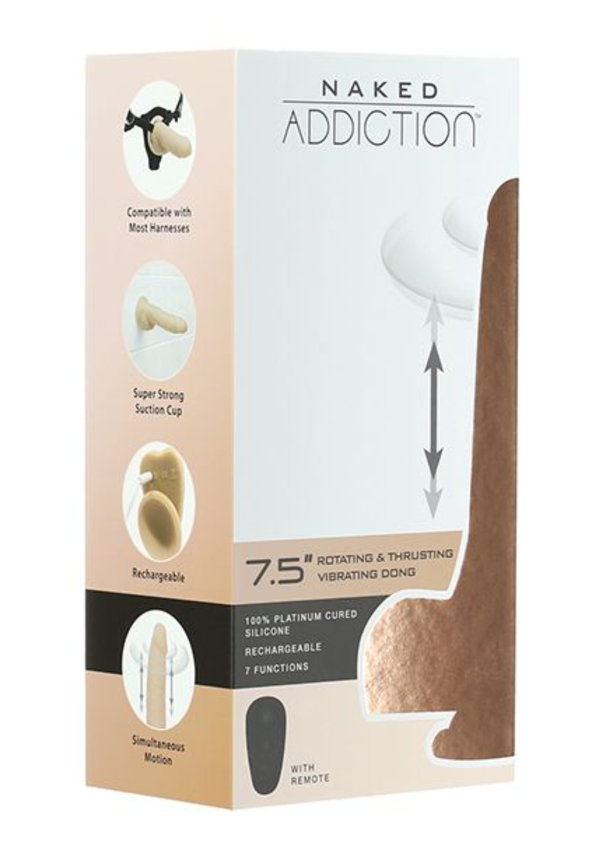 Naked Addiction The Freak 7.5" Rotating & Thrusting Vibrating Dong - Ivory