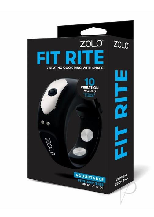 Zolo Fit Rite Adjustable Vibrating Silicone Rechargeable Cock Ring With Snaps