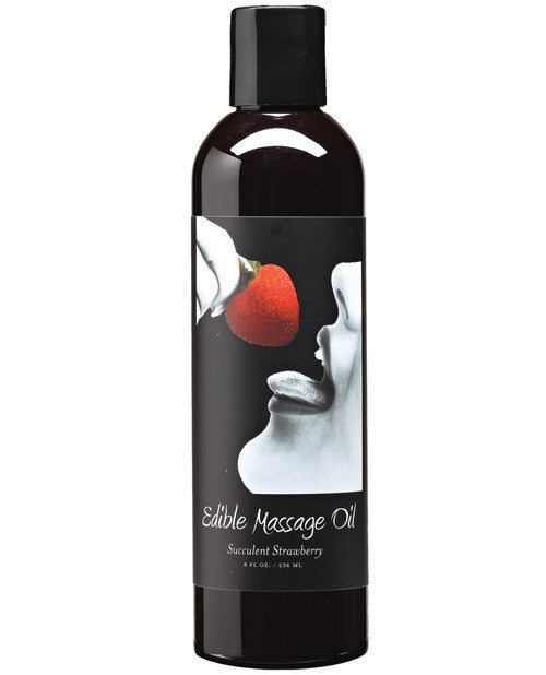 Earthly Body Edible Massage Oil 8 oz. - Strawberry - Cupid's Closet
