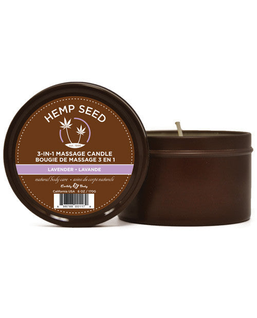 Earthly Body Hemp Seed Massage Candle - Lavender - Cupid's Closet
