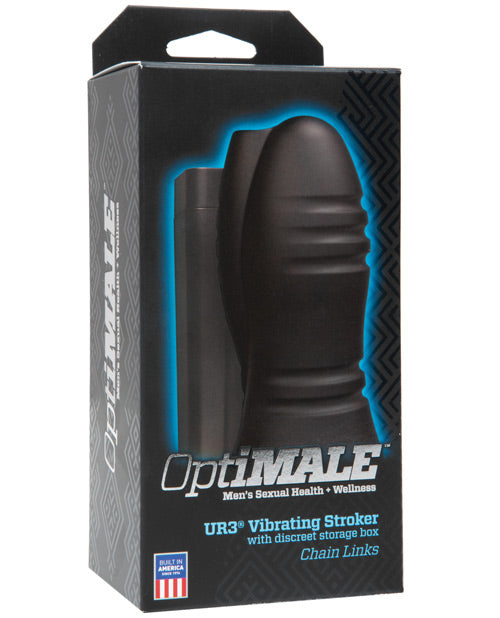 OptiMale Ultraskyn Vibrating Stroker w/Chain Links - Black