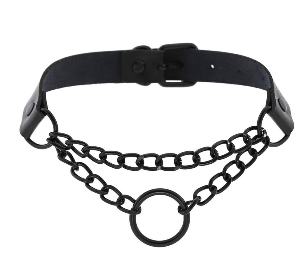 VEGAN LEATHER & CHAIN CHOKER