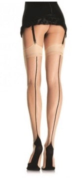 CONTRAST BACKSEAM STOCKINGS-NUDE-ONE SIZE